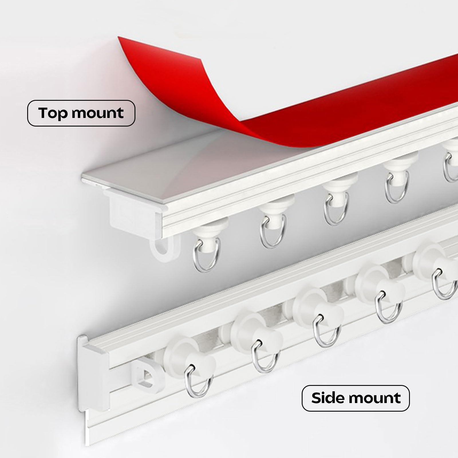 Tringle à Rideaux autocollante sans perçage, Rails à Rideaux Ultra-Fins en Aluminium, Montage au Plafond et au Mur, Style déco Moderne et Simple, pour Espace, séparateur de pièce (500 cm (4
