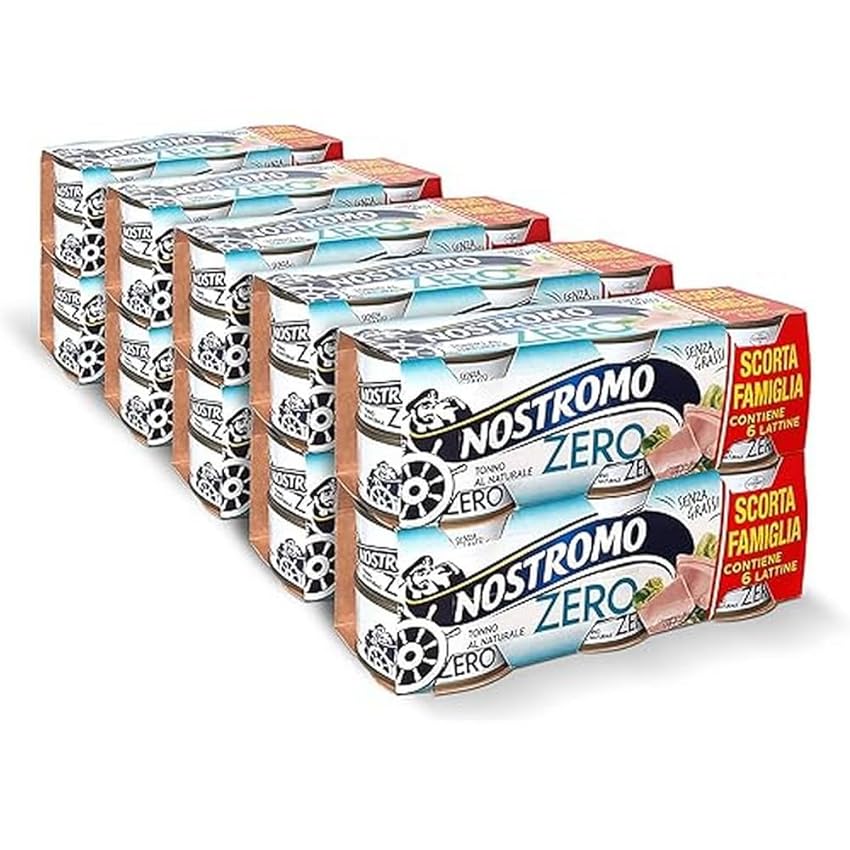Nostromo Tonno al Naturale 65g – Confezione Scorta 60 Lattine (10 x 6) – Zero Grassi, Sgocciolato e Pronto da Gustare – Tonno in Scatola Formato Convenienza