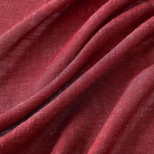 MIULEE Burgundy Red Linen Curtains 90 Inch Long for Bedroom Living Room, Soft Thick Linen Textured Window Drapes Semi Sheer Light Filtering Rod Pocket Back Tab Christmas Burlap Look, 2 Panels