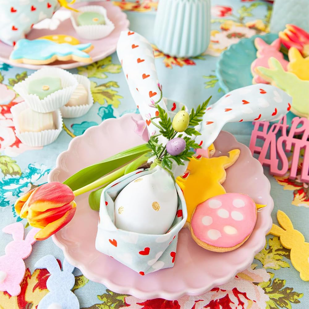 Juego de 6 servilleteros de Pascua, servilleteros rústicos hechos a mano, huevos pastel, decoración de mesa para decoración de Pascua, cena, bodas, fiestas, banquetes, fiestas de cumpleaños (rosa, 1.7