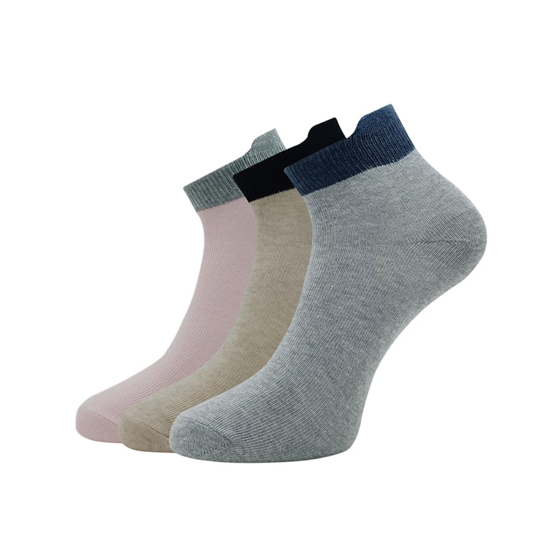 allen solly Women's Cotton Ankle Length Socks (Pack of 3) Baby Pink, Skin Melange, Light grey Melange-picture-34