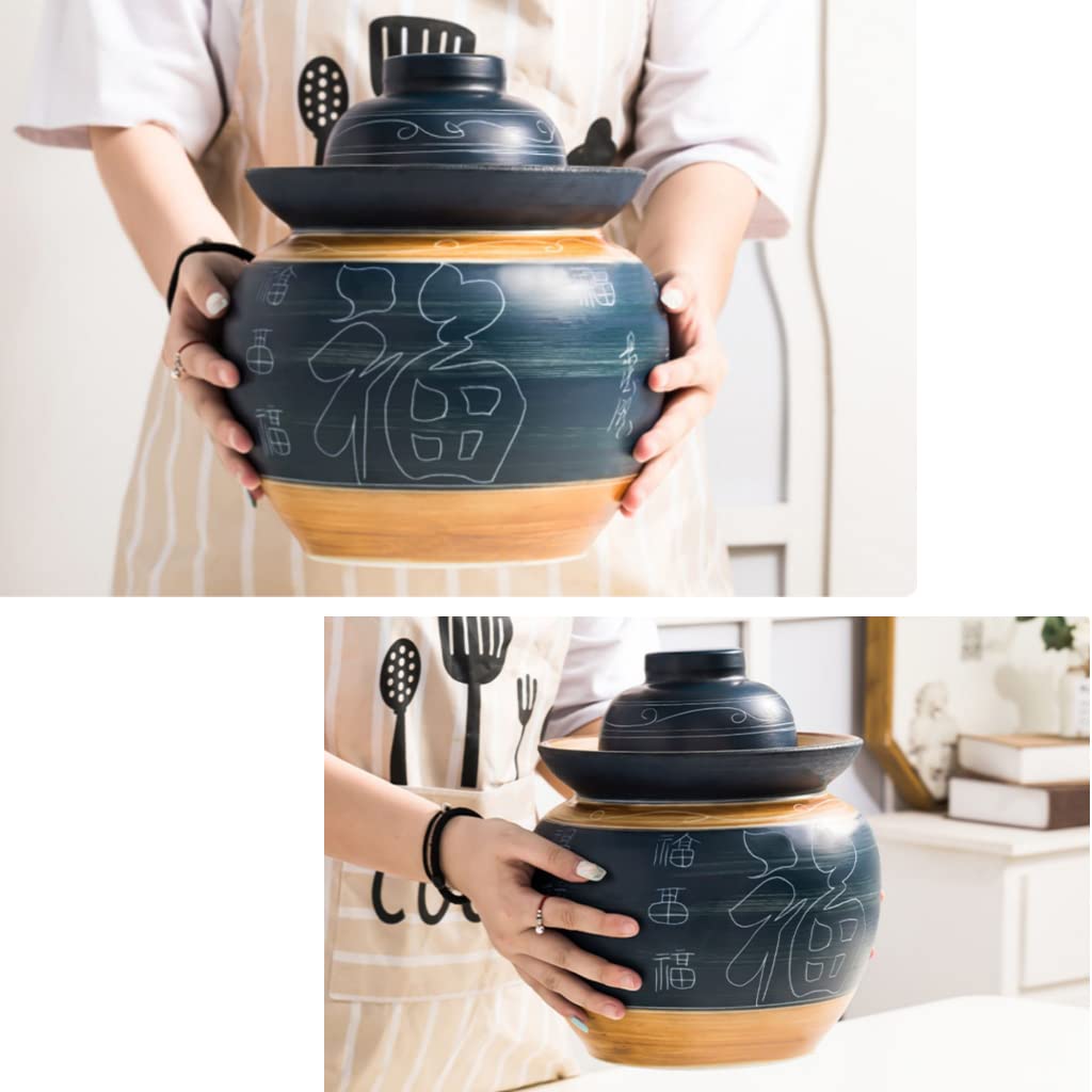 vasetti per fermentazione, Decapaggio in vaso di ceramica tradizionale cinese con coperchio ten(1.5kg)