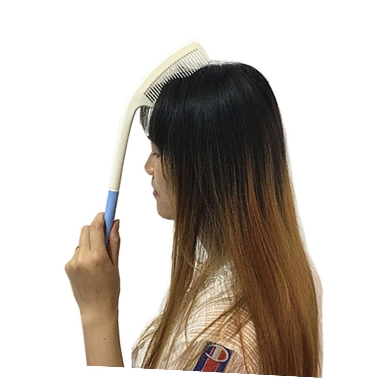 Healeved 3piezas Peine De Mango Curvado De Plástico Para Mayores y Discapacidad Peine Ergonómico Ligero y Resistente Para Tipo De Cabello