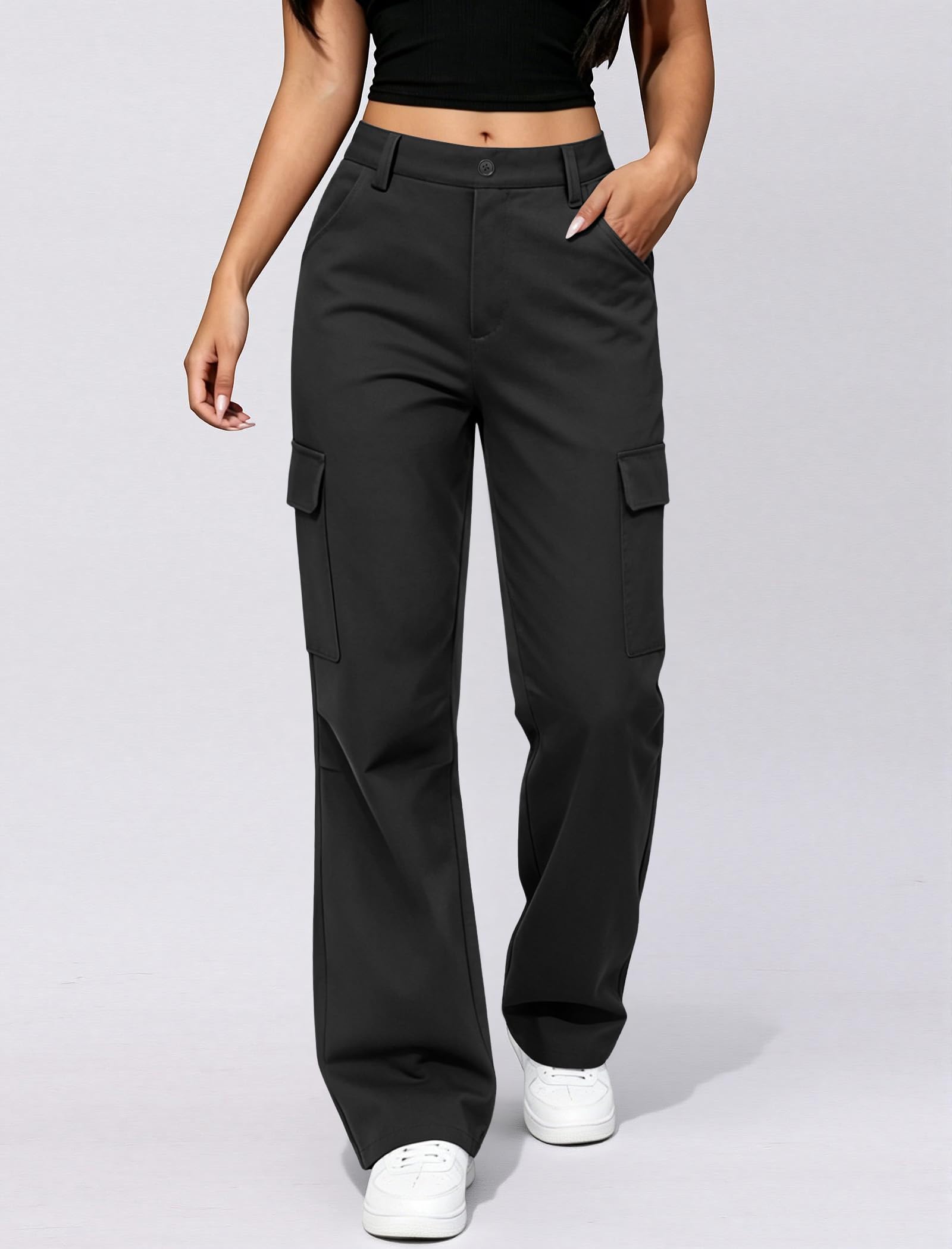 JEKAOYI Womens Cargo Pants with Pockets Quick Dry Bootcut Hiking Pants Baggy Lightweight Water-Resistant — view 2