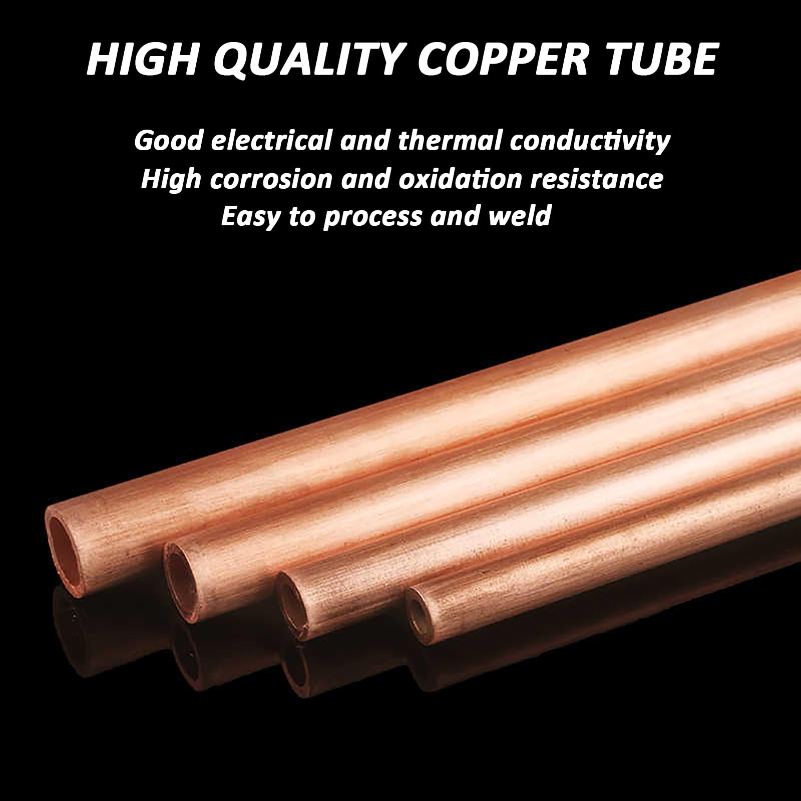 2 tubos de cobre de 500 mm de longitud y 15-17 mm de grosor, con diferentes diámetros de pared, for manualidades, modelismo e ingeniería electrónica.(15mm+1mm)