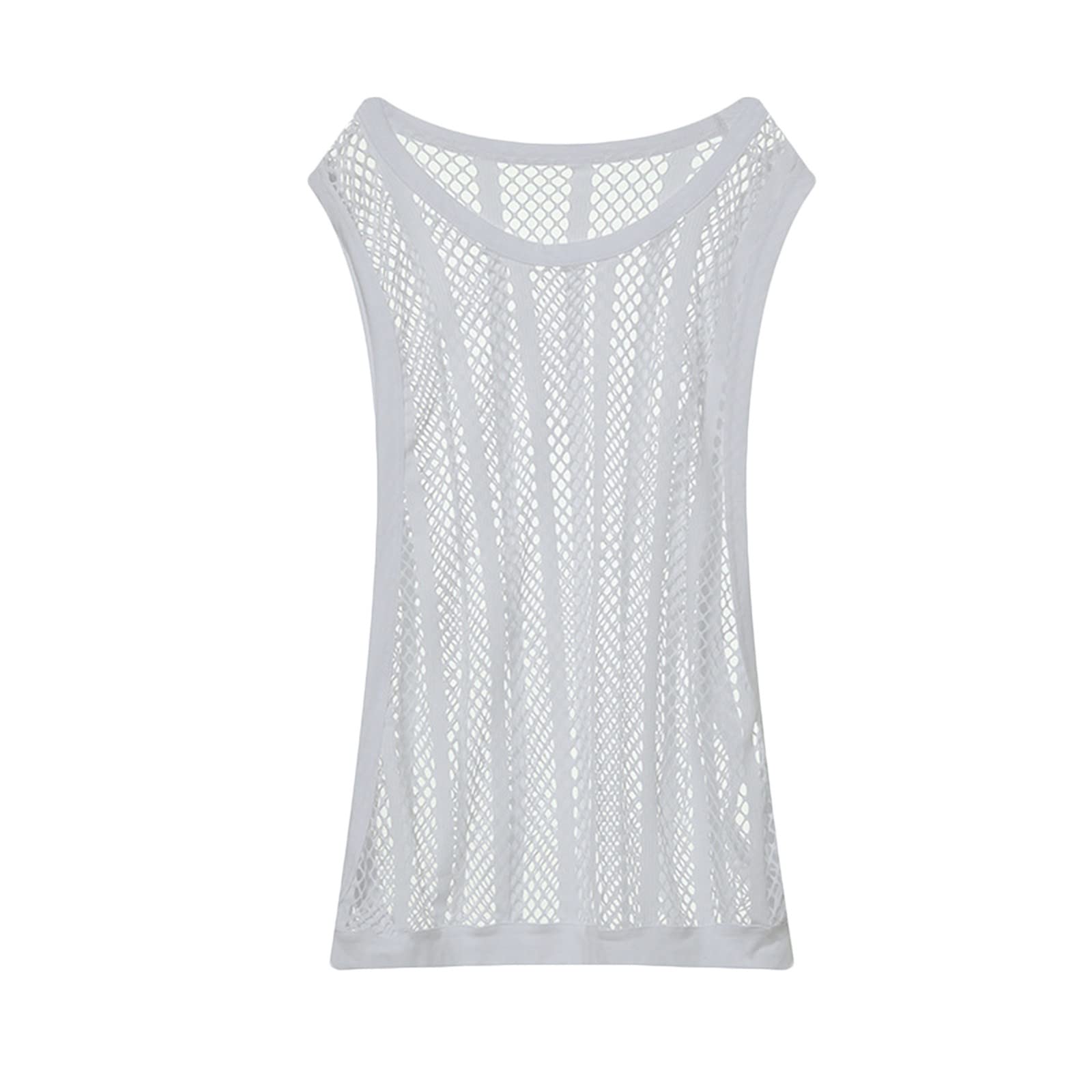 vokkrv Camiseta sin Mangas Hombre Chaleco de Malla Top Músculo Camiseta de Ejercicio Hueca Camiseta de Rejilla sin Mangas Sexy Camisetas de Tirantes