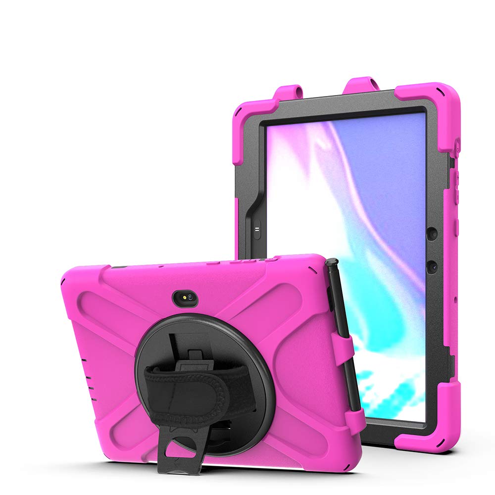 Case for Samsung Galaxy Tab Active Pro 10.1 inch SM-T540/T545/T547,Kickstand  with 360 Degree Rotatable 3 Layer Hybrid Heavy Duty Shockproof Hand Strap  Shoulder Strap Design for T540 Tablet Rose Red : Amazon.com.au: