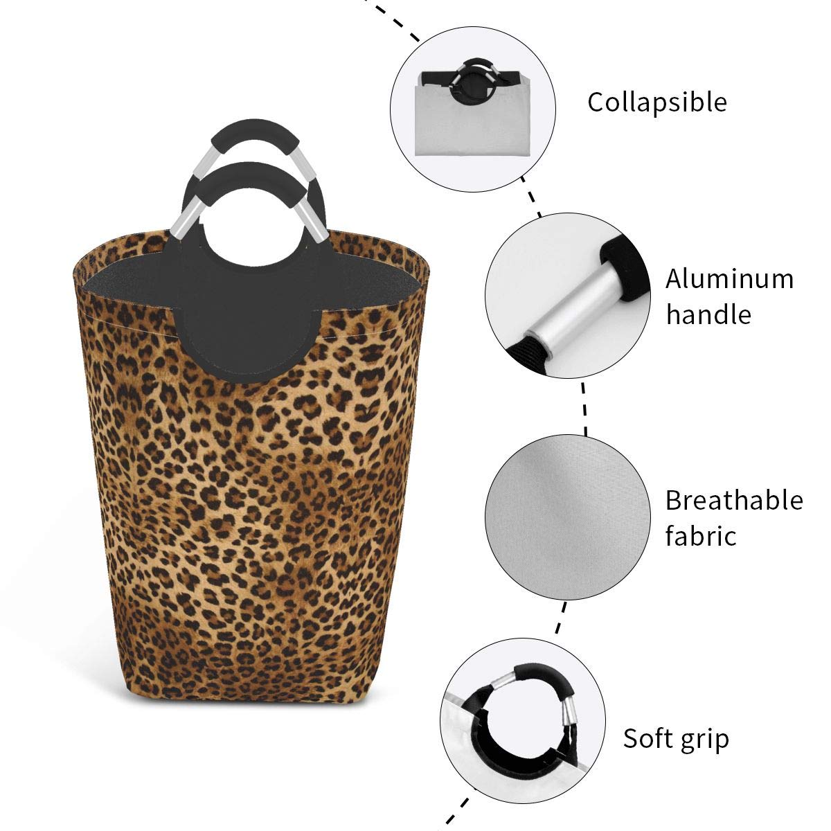 Snow Leopard Print Toy Storage Basket - Waterproof Lining Laundry Bin, 20x20x14 Inches - View #2