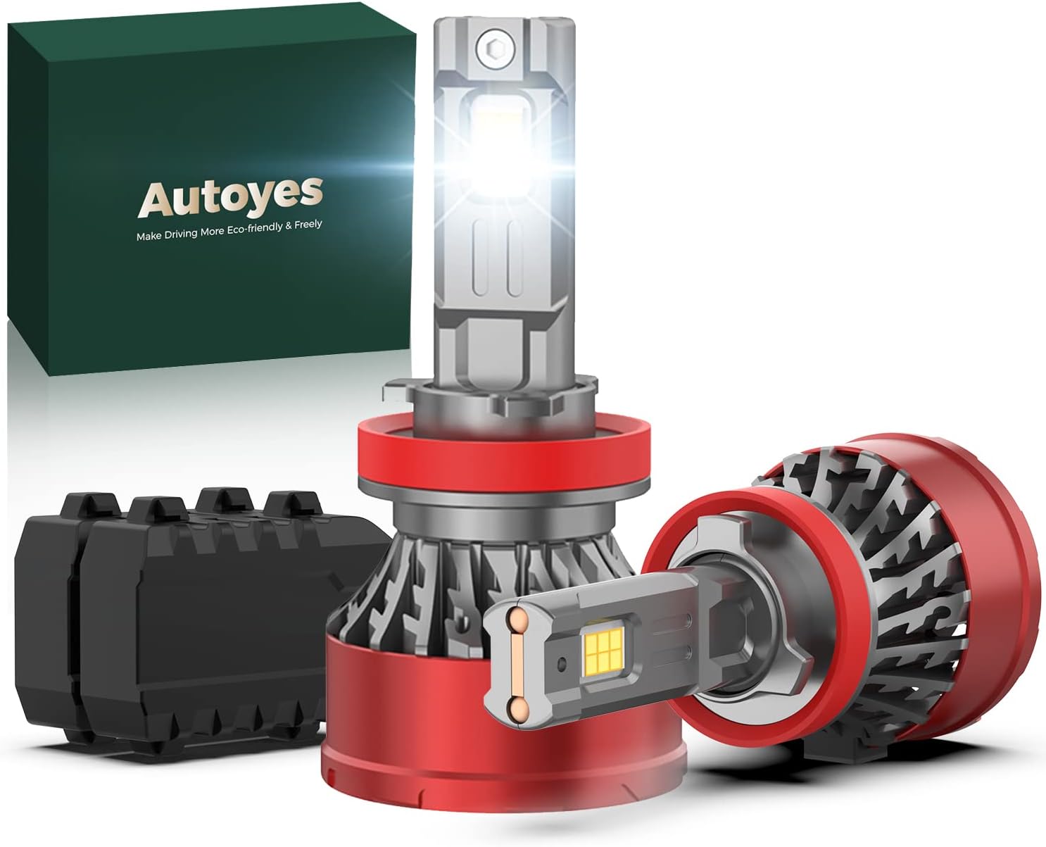 Autoyes Upgraded H11 LED Headlight Bulb, 600 Brighter 24000LM 6500K