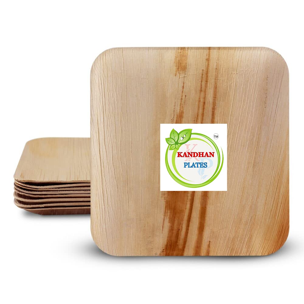 Areca Leaf Biodegradable Microwave Palm Leaf Organic & Eco Friendly Squaare 7 Inch, Pack Of 10