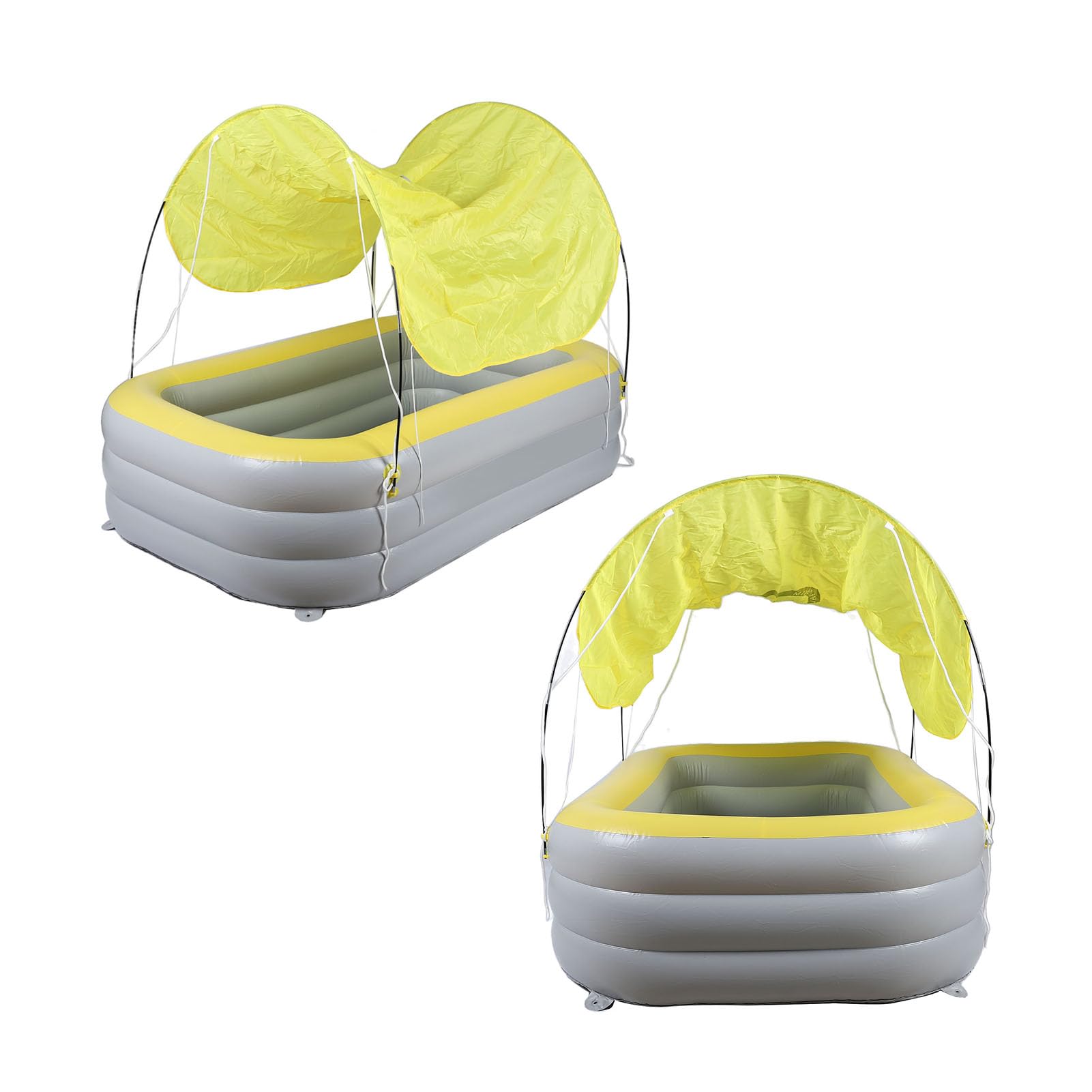 Qcwwy Aufblasbarer Familienpool, Aufblasbares Schwimmbad, Aufblasbares Kinderbecken mit Sonnenschutzdach für, Hinterhof, Garten, Spielplatz, 2,1 M X 82,7 Zoll, Blau (Yellow)