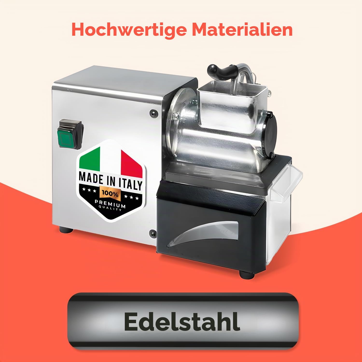 Avilia Professionelle elektrische Käsereibe aus Edelstahl, 200 W, ideal für Käse, Schokolade, Brot, verstellbarer Schnitt, 32,5 × 15 cm, hergestellt in Italien