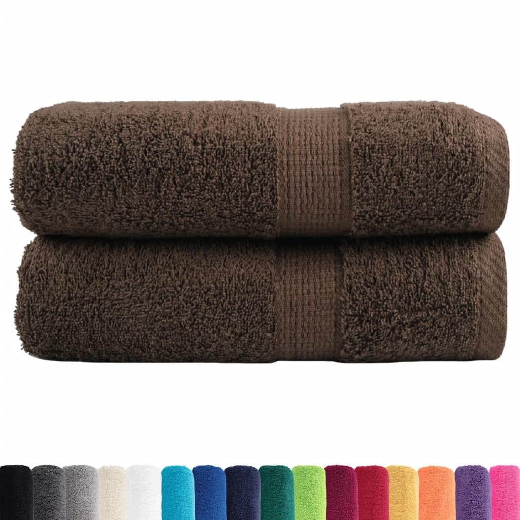 Vidaxl Brown Guest Towels 2Pcs - 100% Cotton, 30X50cm, Machine Washable, Oeko-Tex Certified, 600Gsm, Highly Absorbent Size 2