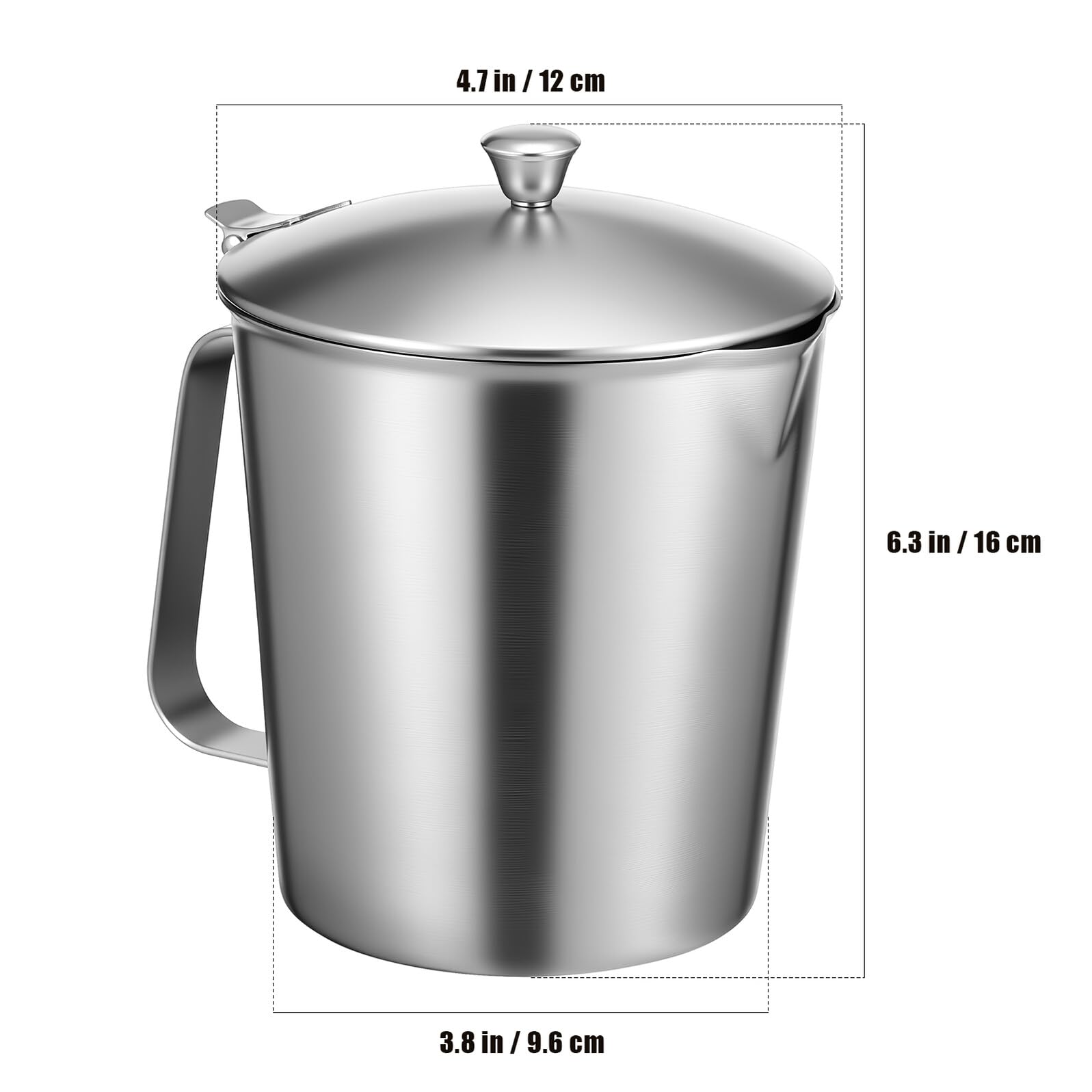 Edelstahl Messbecher mit Deckel 1000ml, Silber, mit Skala