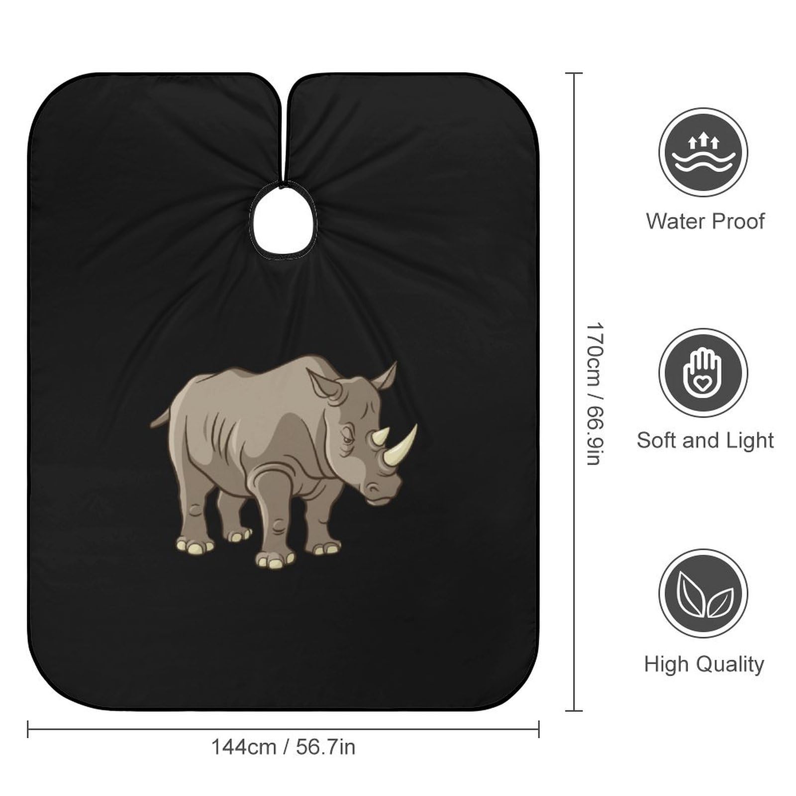 Rhino Vector Hair Cutting Cape for Men Women Waterproof Barber Cape Adjustable Salon Haircut Capes