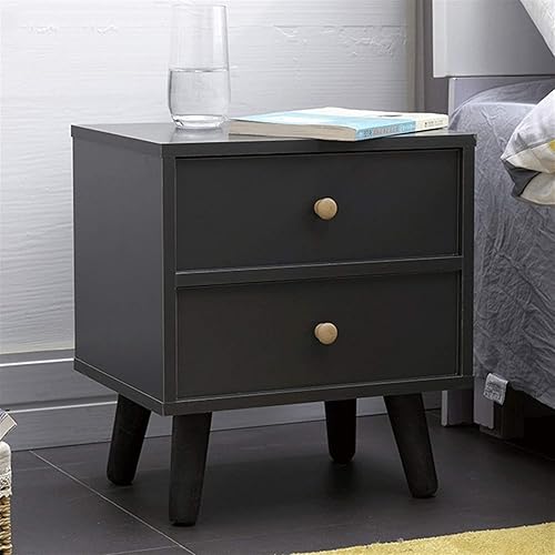 Miniatura 5 de Mesita de noche rústica, simple y moderna, mesa auxiliararmario de almacenamiento con 2 cajones para sala de estar, dormitorio, estilo a juego para