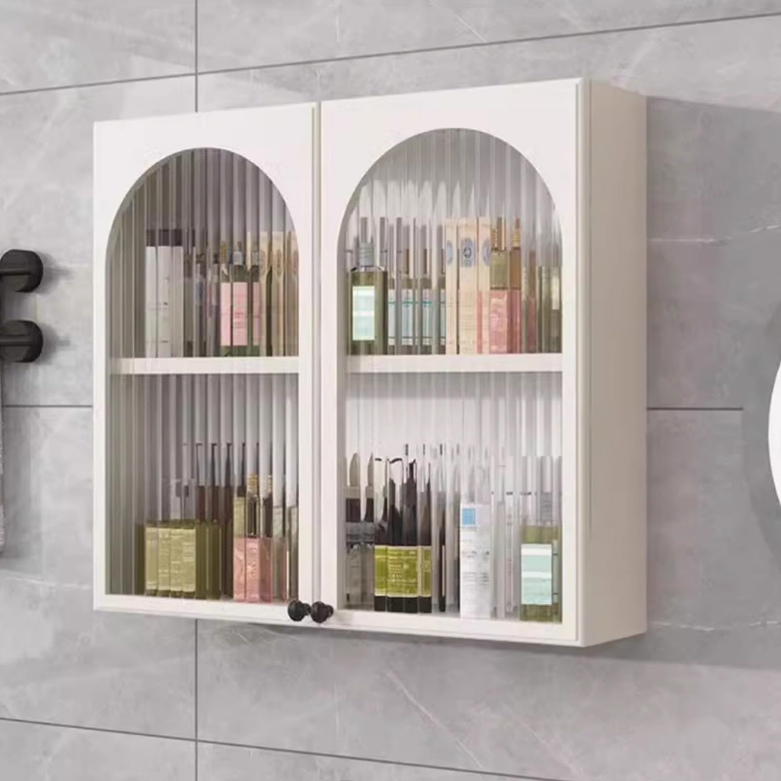 Amazon.co.jp: ガラス扉付き壁掛け収納キャビネット ガラス＆木製収納