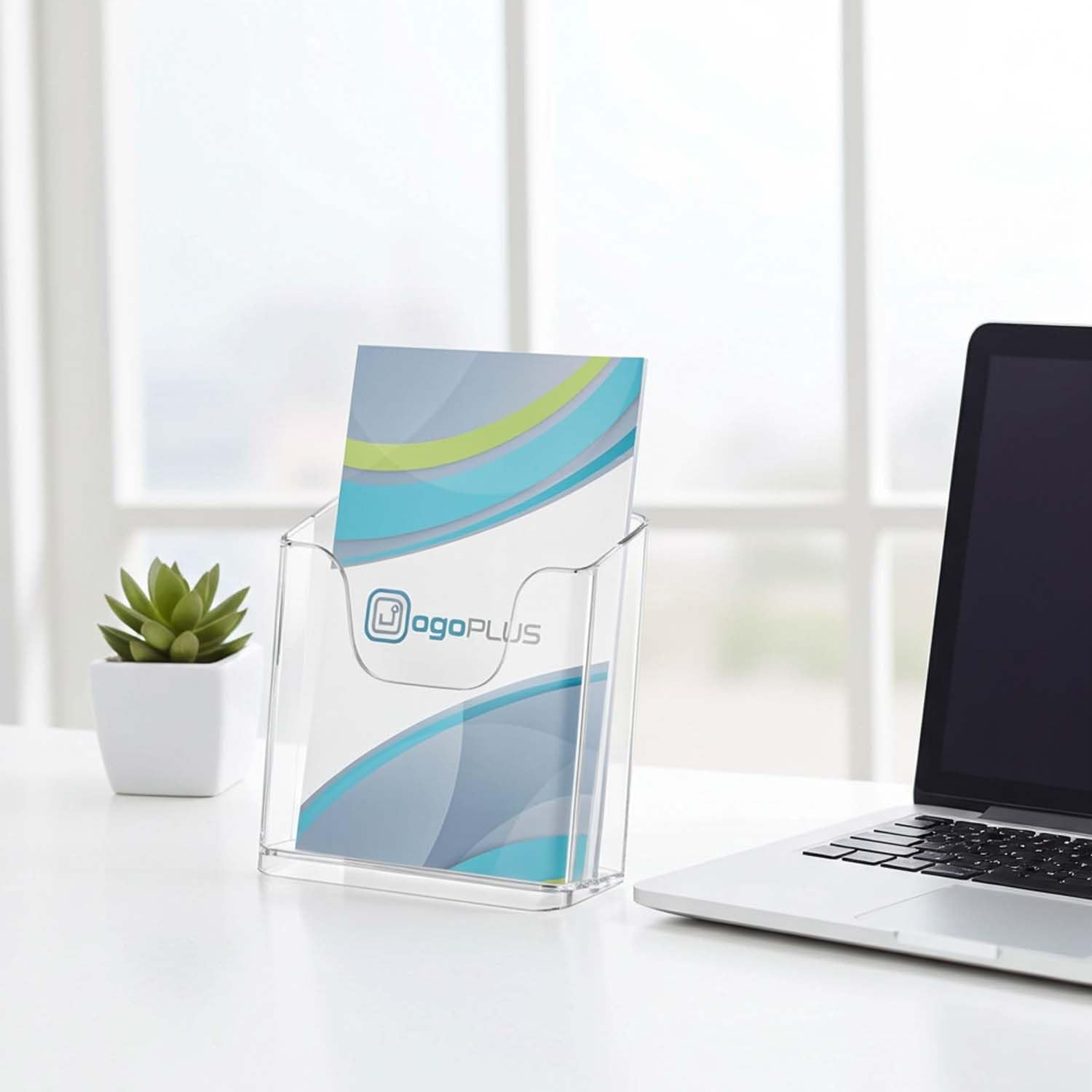 DIN A6 Hochformat Prospekthalter/ Prospektständer, Flyer-Ständer Werbung Aufsteller Tisch-Prospektständer / Prospektbox / Werbung, glasklar, leichte Neigung für optimales Blickfeld