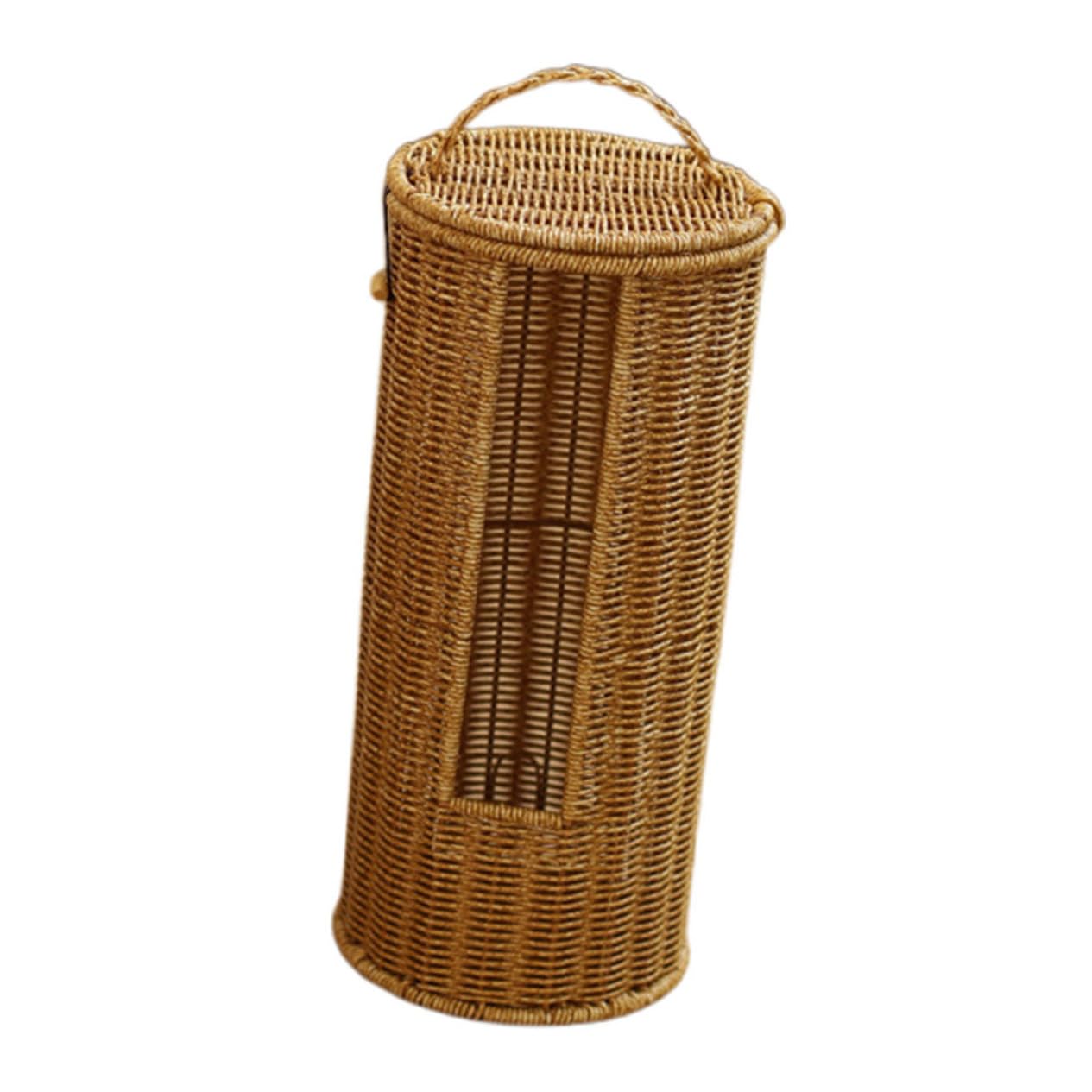 Ipetboom Faux Rattan Storage Basket with Lid Elegant Woven Container for Bathroom Living Room and Bedroom Organization Space Saving Decorative Hamper for Towels and Toilet Paper
