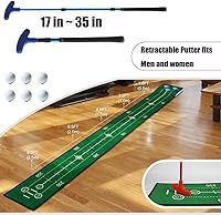 Vista 3 de Juego de putting de golf, juego de putting verde para interiores, tapete de golf desmontable, incluye 1 putter, 6 pelotas de golf, 3 tazas de golf