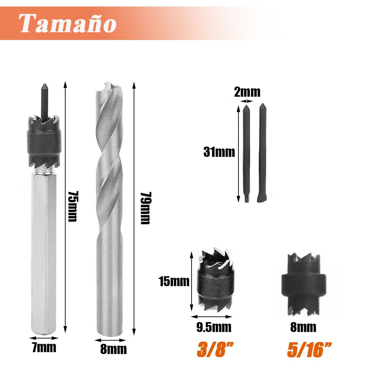 Treki 10PCS Cortador de Soldadura por Puntos HSS Brocas para Puntos de Soldadura 3/8" & 5/16" Separador de Panel para Taladro Eléctrico Herramienta de Trabajo de Cuerpo Automático