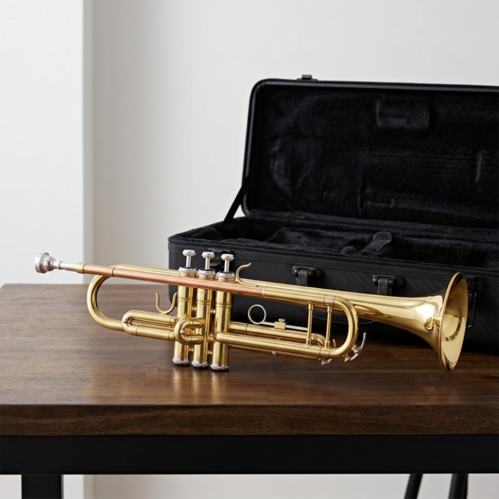 Trompete B Trompete Blechblasinstrument Ventiltrompete Musikinstrument mit Drei Leichtgängigen Ventilen Und Silbermundstück Klarer Resonanter Klang