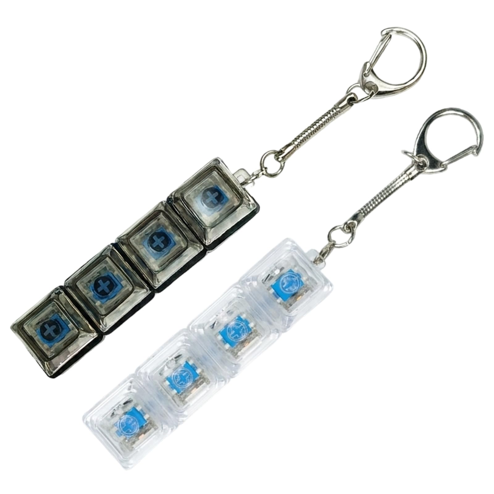 Keyboard Fidget Toy, Mini Keyboard Fidget, Fidgets for Adults, Two Clear and Transparent Black Fidget Keychains, 7.5 by 2 cm Dimensions