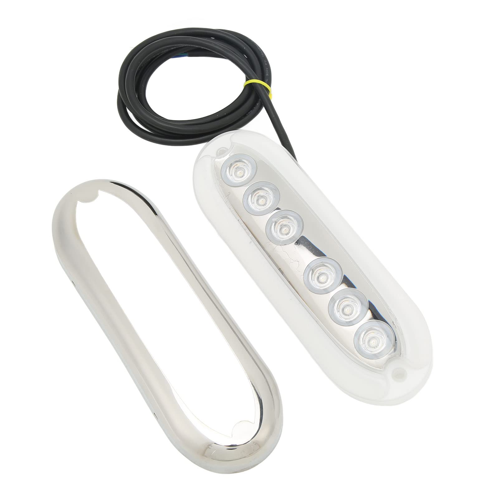 Luce LED per Barche, 12V‑24VDC 6 Perline LED Luminose Lampada IP68 in Amliaio Inossidabile 1,5M Cavo di Alimentazione Luce Subacquea per Barche, Yacht, Oceani, Barche (Luce blu)