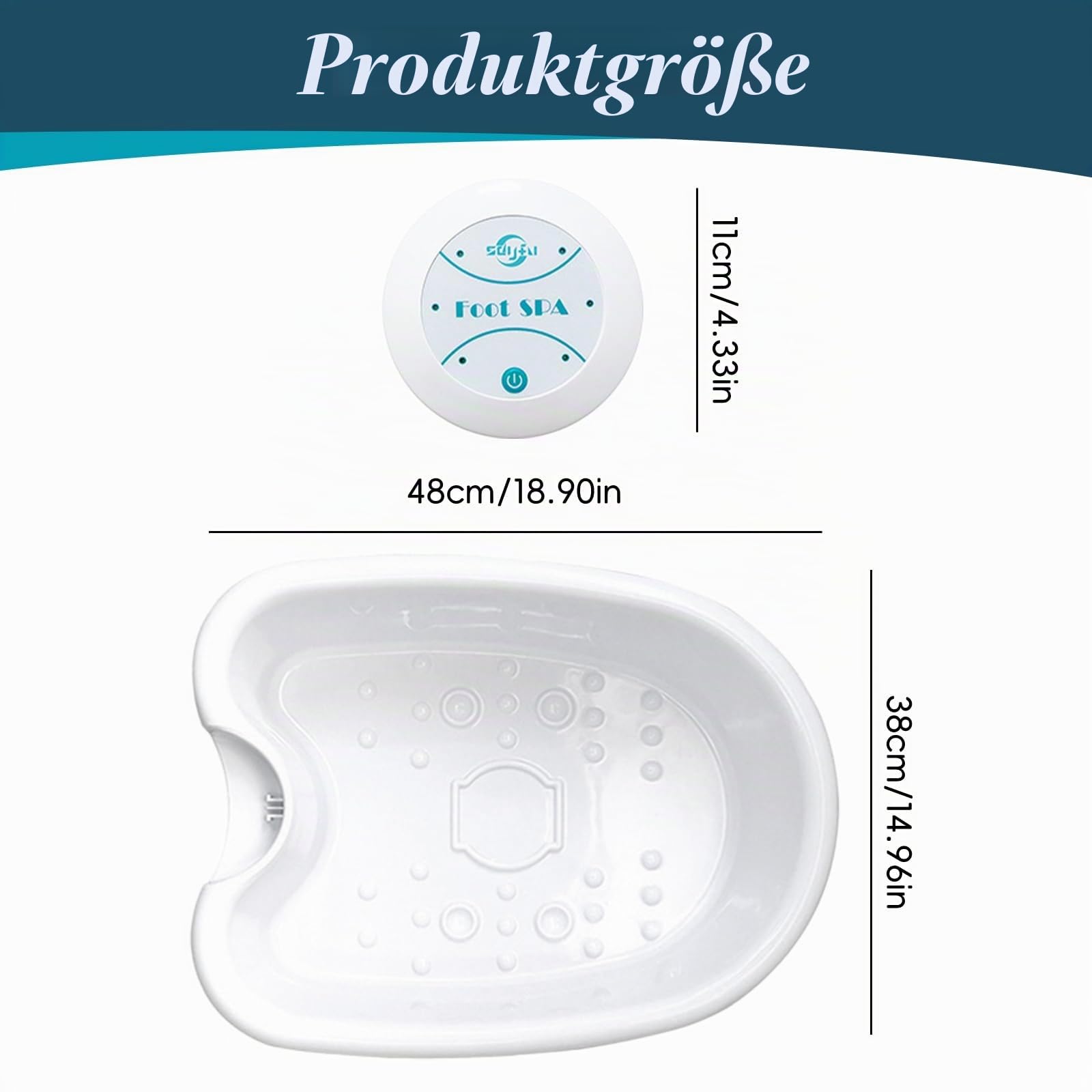 Ionisches Fußbad, Ionen Fussbad Detox, Elektrolyse Fußbad Set, tragbare Spa-Reinigungsmaschine für die Füße, mit Becken, Induktionsgerät, Tragbare Pedicure Foot Bathtub (Bassin*B)
