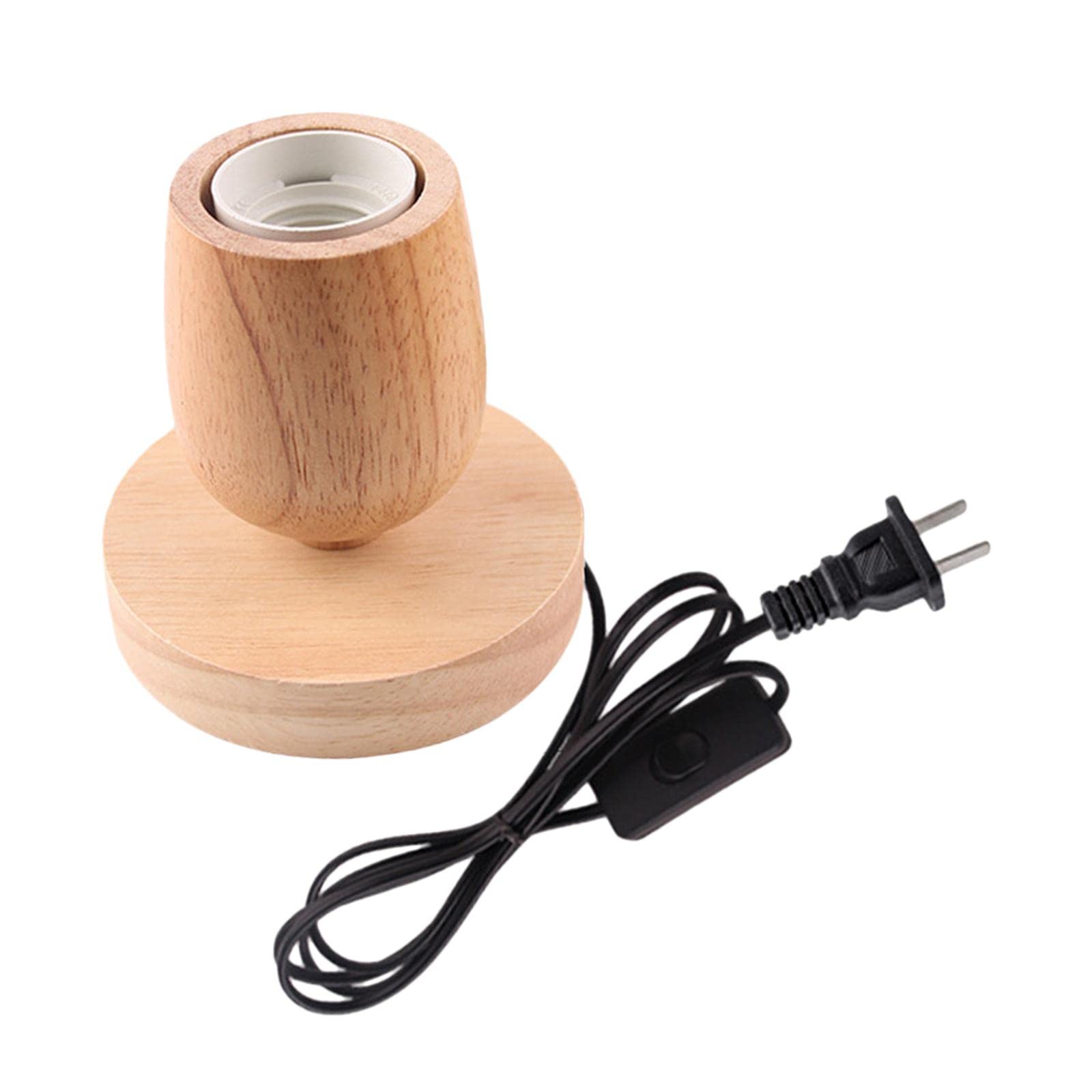 UJEAVETTE® E27 Wood Base Table Lamp Bulb Socket Holder Decor Night Light 10X8X5.5Cm-image-42