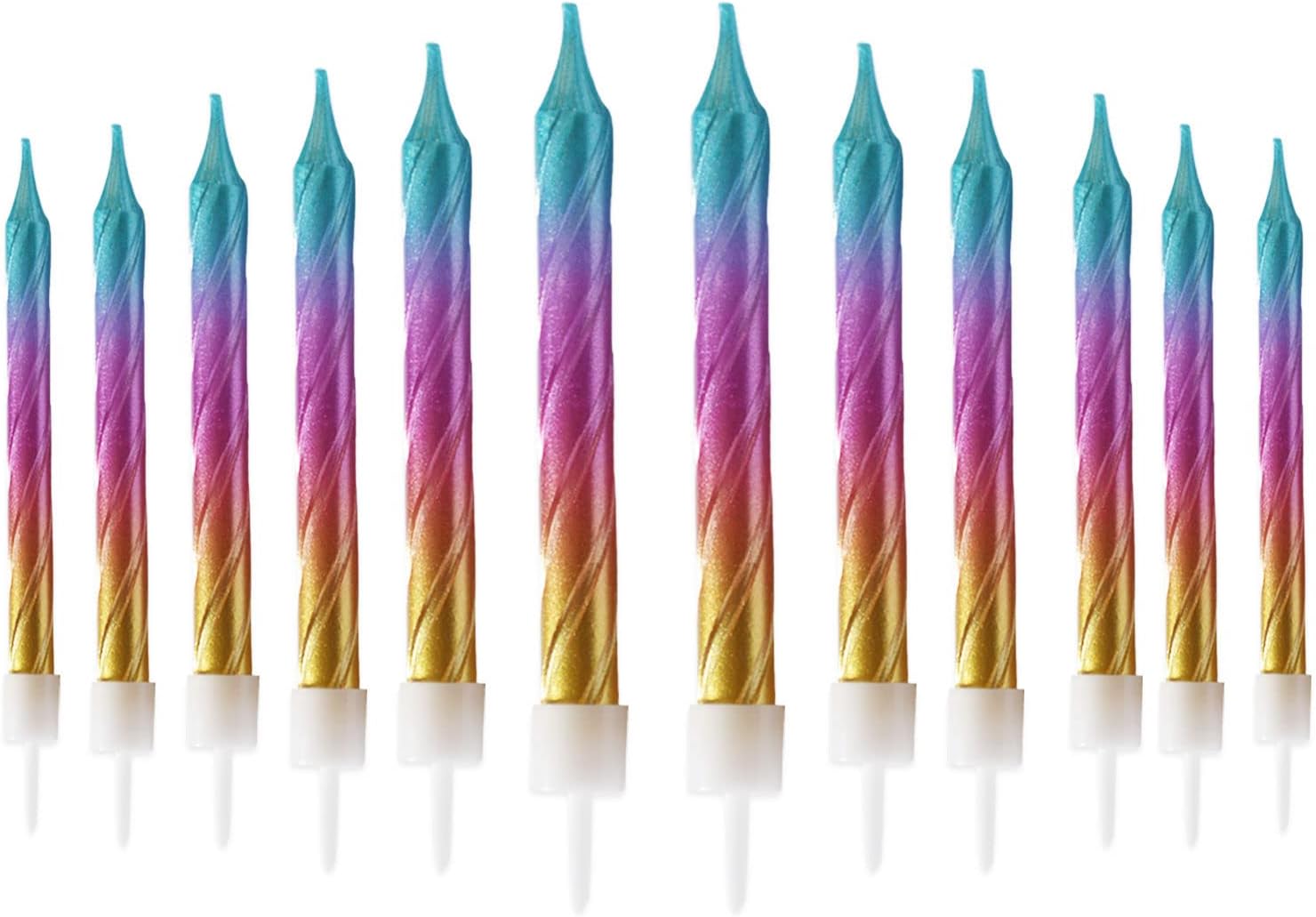 12 Pieces Rainbow Spiral Candle Gradient Birthday Candles