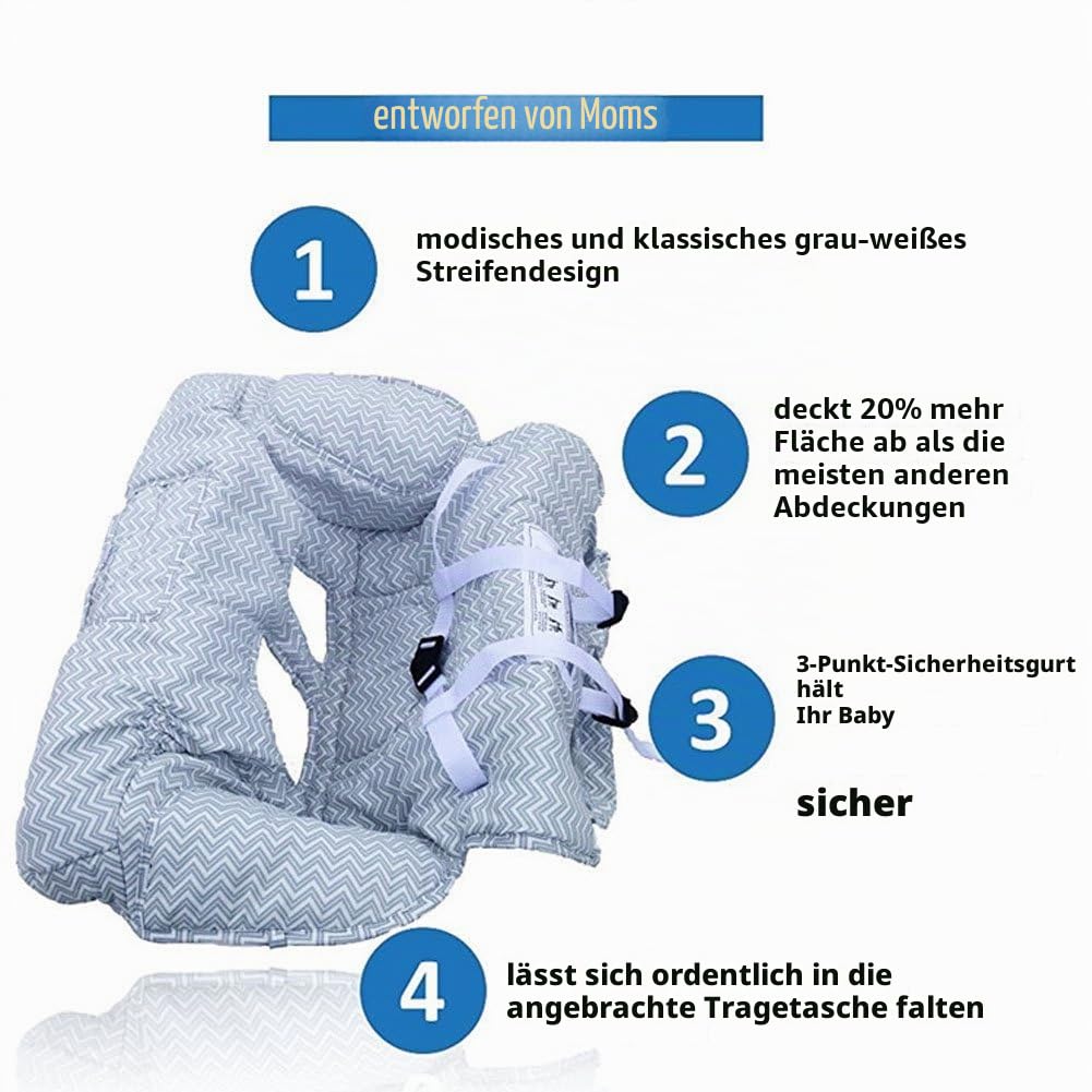 LeRan Baby Einkaufswagen Abdeckung Universal Kleinkind Hochstuhl und Warenkorb Kissen mit Tragetasche, waschbar Kinderwagen weicher Organisatoren, Kindersicherheit (grau)