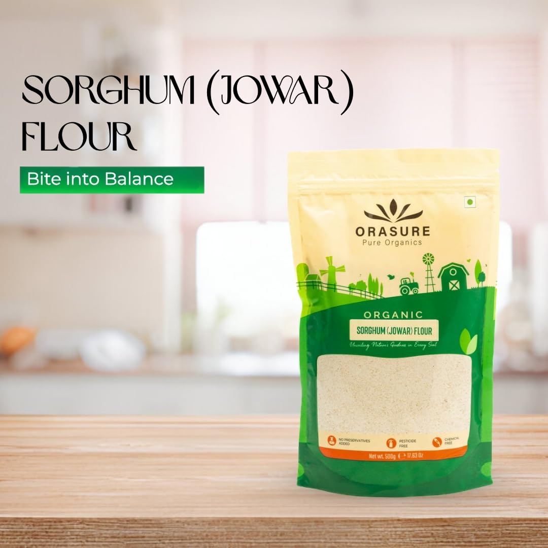 Orasure Organic Jowar Flour - 500 g (Pack Of 1) | Natural Jowar Chakki Atta | Rich with High Fibre and Nutrients | Low Carbs and Easy to Digest - Image 3 thumbnail