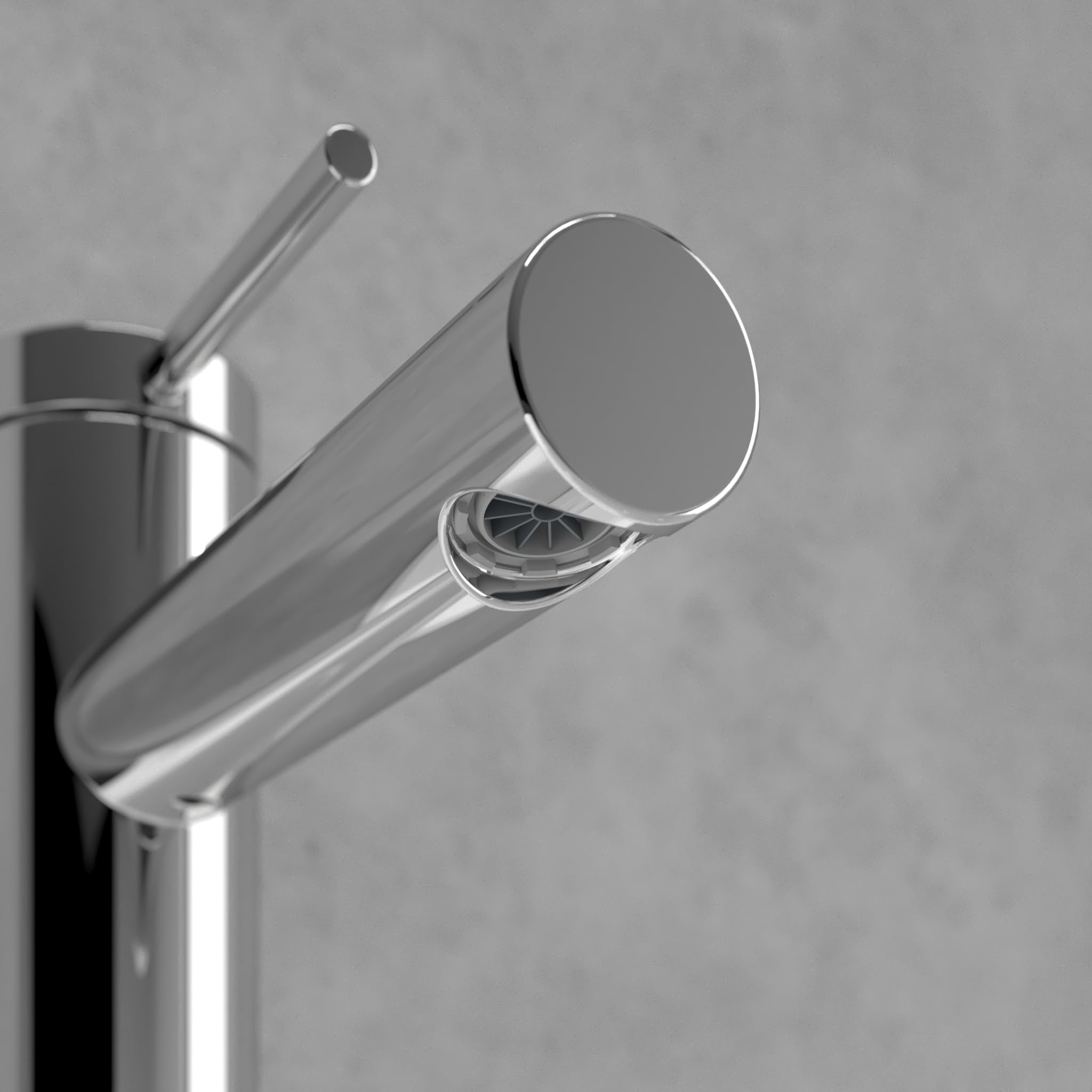Mezclador de lavabo Villeroy & Boch Loop & Friends, sin tapón, grifo de baño con cartucho cerámico, grifo de lavabo ahorrador de agua, altura de pico 106 mm, redondo, cromado