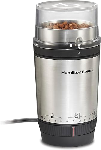 Hamilton Beach Molinillo de café eléctrico personalizado para 4 a 14 tazas, operación manos libres con una sola pulsación, con apagado automático,