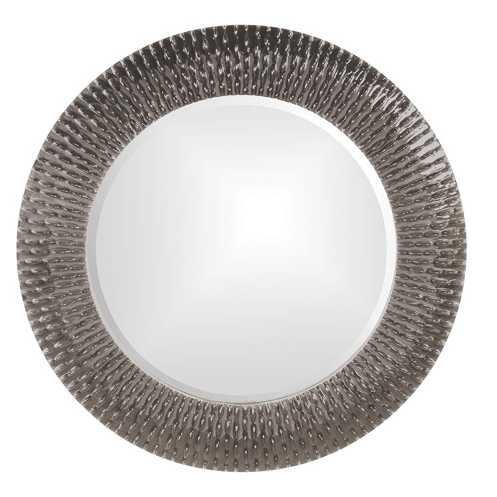 Howard Elliott Collection Bergman Large Round Wall Mirror, Charcoal Gray Finish with Starburst Effect, Modern Decorative Hanging Vanity Mirror for Living Room, Bathroom and Entryway, 32 x 32 Inch