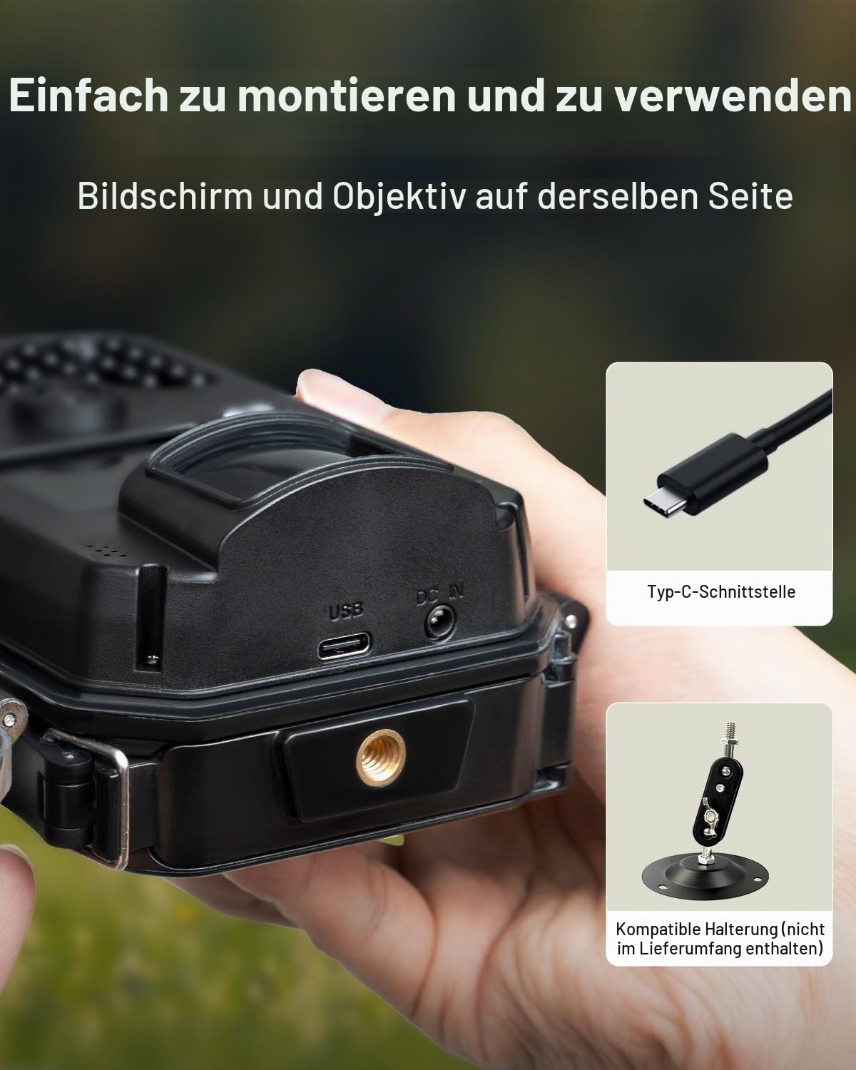 WOLFANG Wildkamera, 4K 48MP Trail Kamera mit 36pcs 940nm IR LEDs Nachtsicht Aktiviert Wasserdicht IP66 Jagdkamera mit 2.4'TFT Display für Wildlife Garten Überwachung