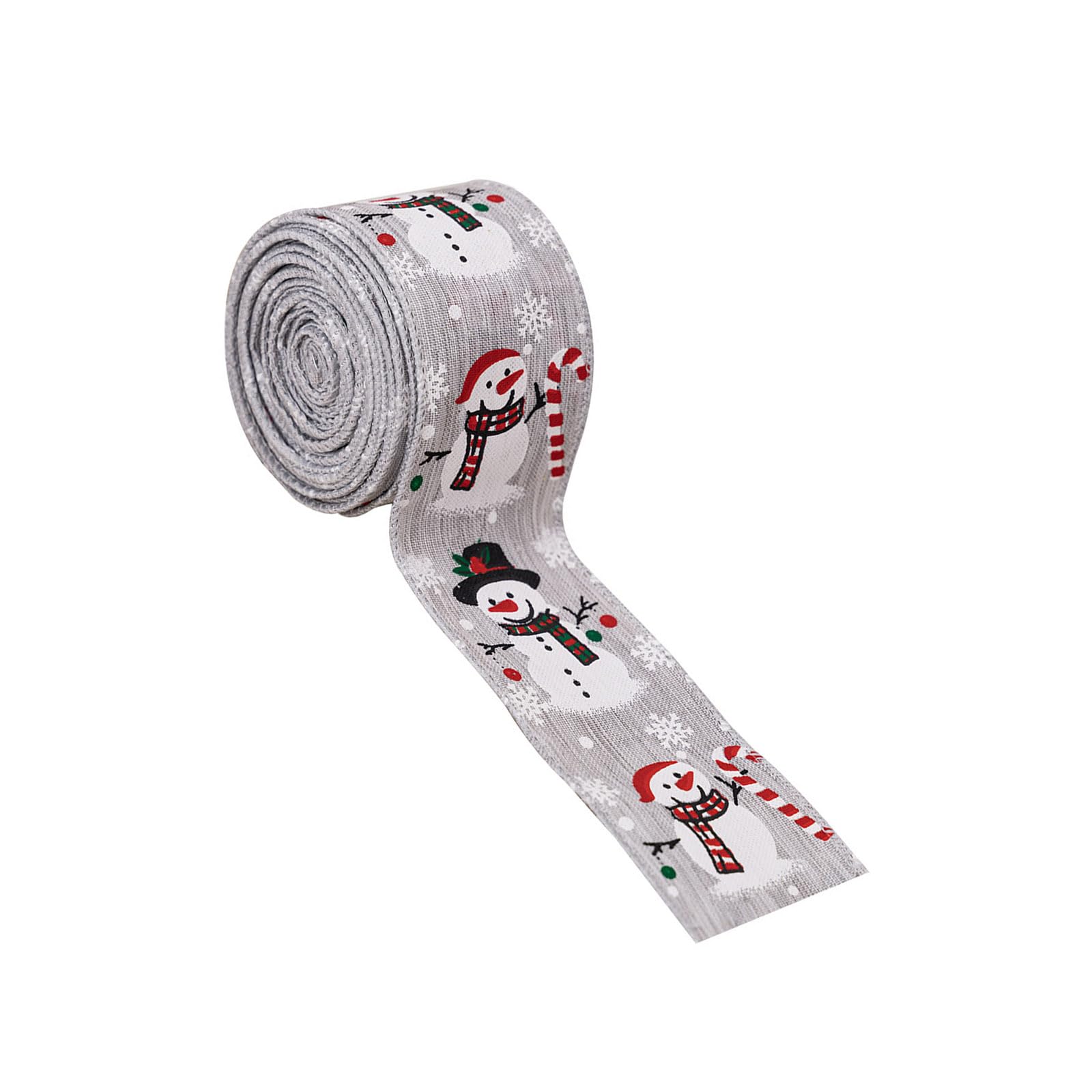 Msioytog Snowman Printed Fabric Ribbon Multipurpose Decoration Christmas Party Supplies for Christmas Tree Wrapping and Fireplaces Fabric Decorations
