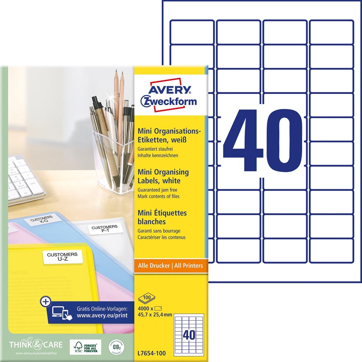 Avery - Etichette adesive per indirizzi Avery BTE 4000 ETIQ-ADRESSES 45,7X25,4MM