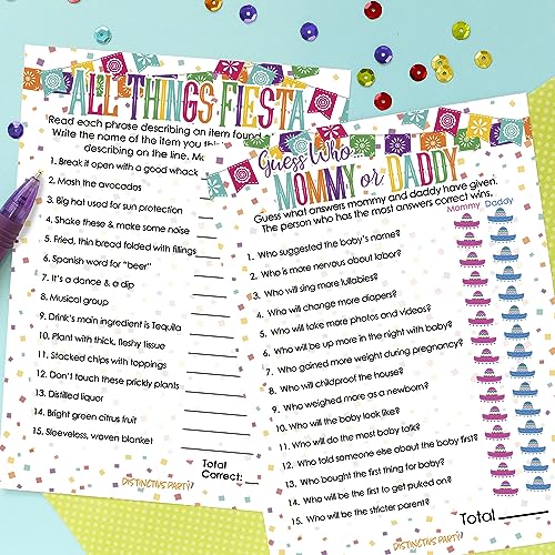 Taco Bout a Baby Fiesta Baby Shower Game Set – Mommy or Daddy Match and All Things Fiesta – 20 Dual-Sided Cards miniatura 2
