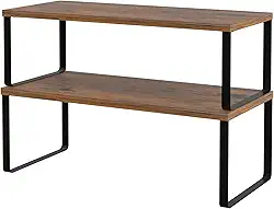 NEX Organizador de prateleira para armário de cozinha e balcão, empilhável e expansível, marrom