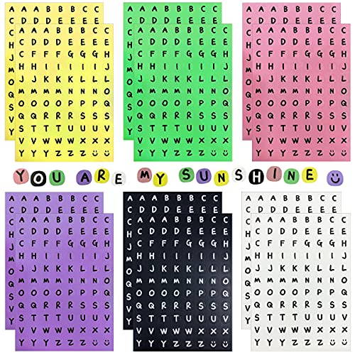 Winorda 12 Sheets Decorative Letter Stickers, Colorful Self-Adhesive Alphabet Stickers, 6 Assorted Colors For Diy Postcards, Office Supplies, Handmade Craft, Scrapbooking, Journal Planner, Label #TOP8