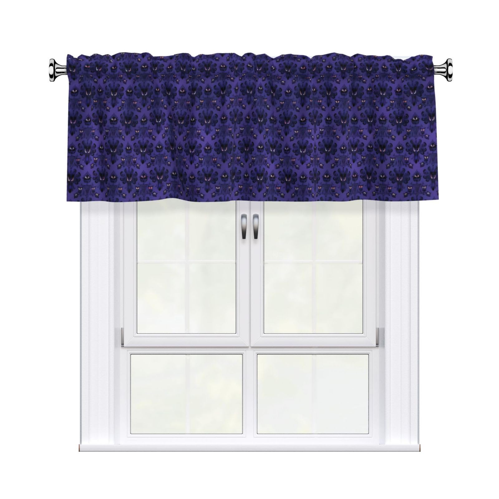 WHJSHOP Ghost swarm Prints Curtain Valance 54x18 Inch - Peach Skin Window Layer with Delicate Print, Filtered Light for Kitchen Use