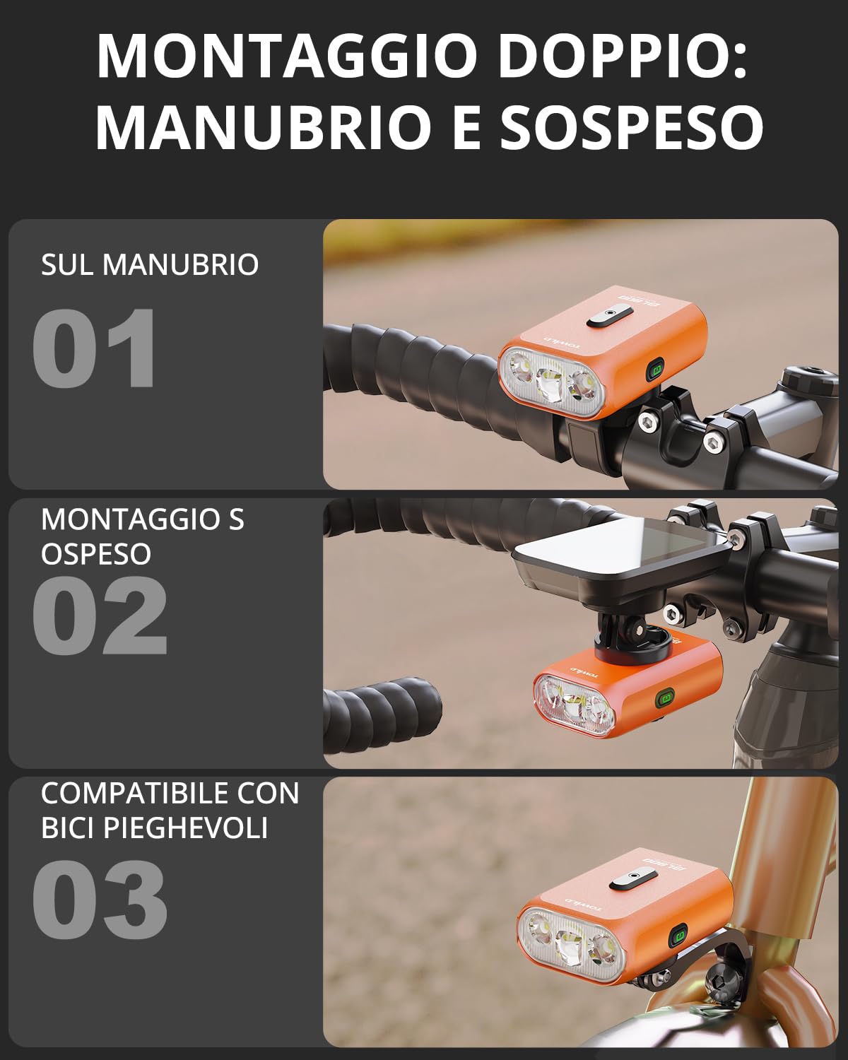 towild BL900 Luci Bici Anteriori 900 Lumen, Doppio Fascio LED Faro Anteriore per Bicicletta Compatibile con Garmin/Wahoo/Bryton Ciclocomputer, Batteria 2200 mAh, Ricarica USB-C