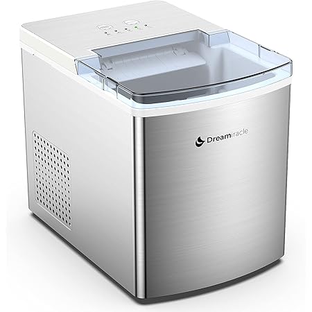 Ice Maker Machine for Countertop, Dreamiracle Ice Cubes Ready in 6 Mins, 33 lbs Ice in 24 H, Self-cleaning Ice Machine, Electric Ice Maker Stainless Steel