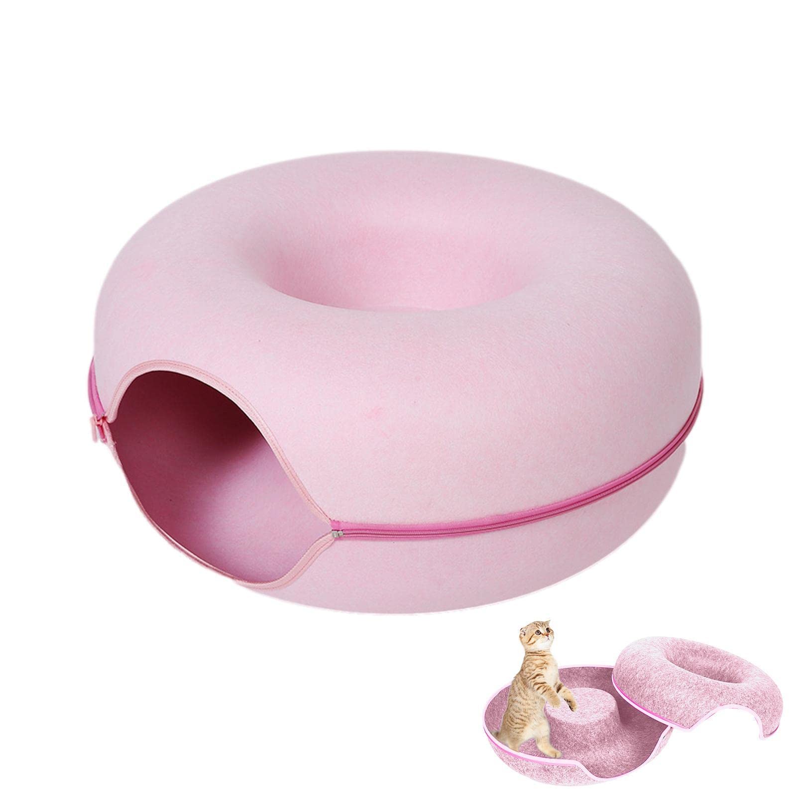 Fly Lit Tunnel pour Chat,Lit Tunnel pour Lapins - Tunnel Rond pour Chat, interactifs pour Chat pour l'ennui, Conception Mignonne Beignet, Puzzle Chat, Fournitures