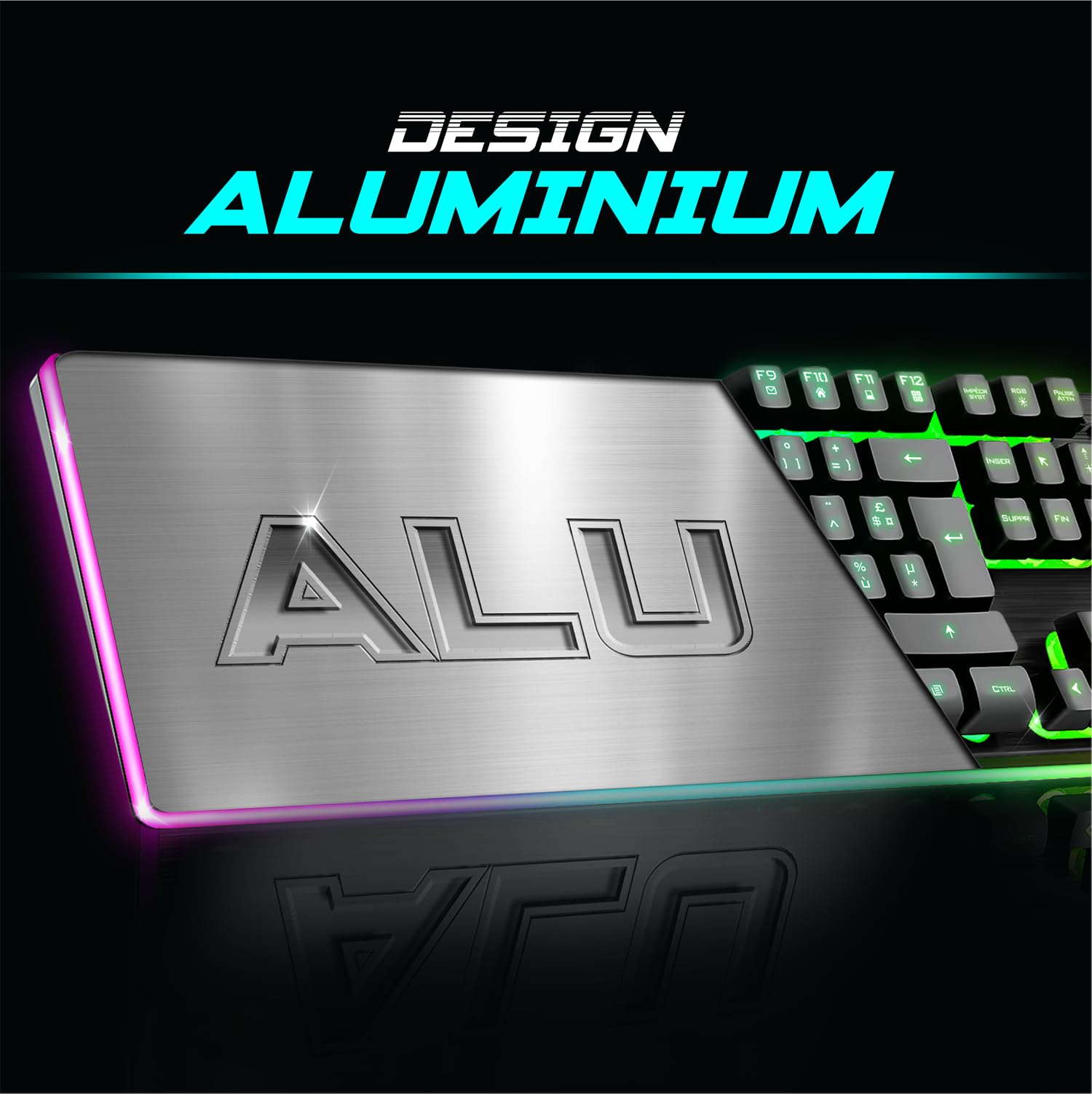 Spirit of Gamer, Pack Clavier Souris sans Fil Gamer Rechargeable RGB, Structure Aluminium, AZERTY FR Rétroéclairé, Gaming Keyboard Semi Mécanique, Wireless Mouse 4800 DPI, PS4/PS5, PC, Xbox, Noir