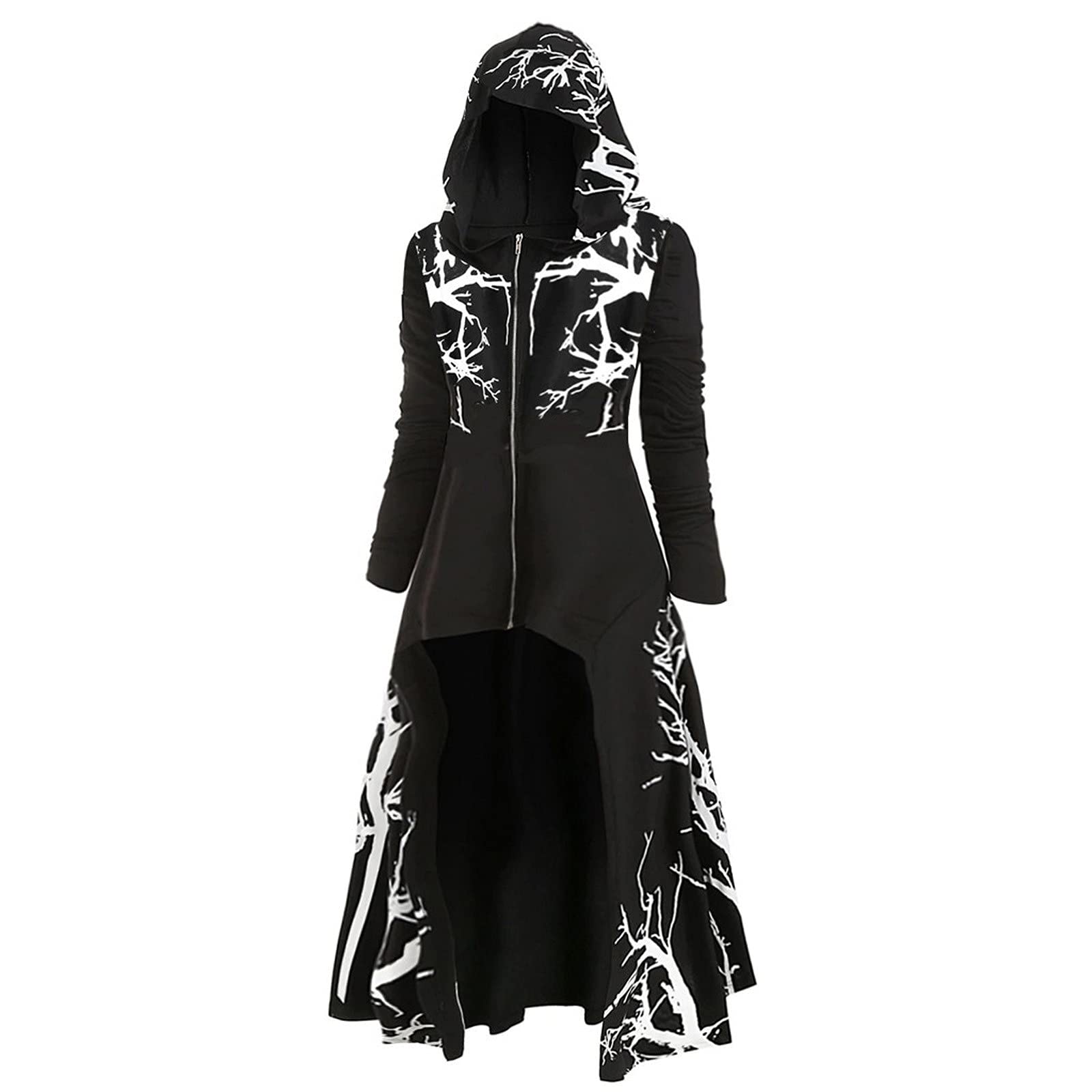 HOMISY Halloween Costumes for Women Cloak,Cardigan Sweater Dress Plus Size Halloween Cosplay Retro Dress Hooded Elasticity