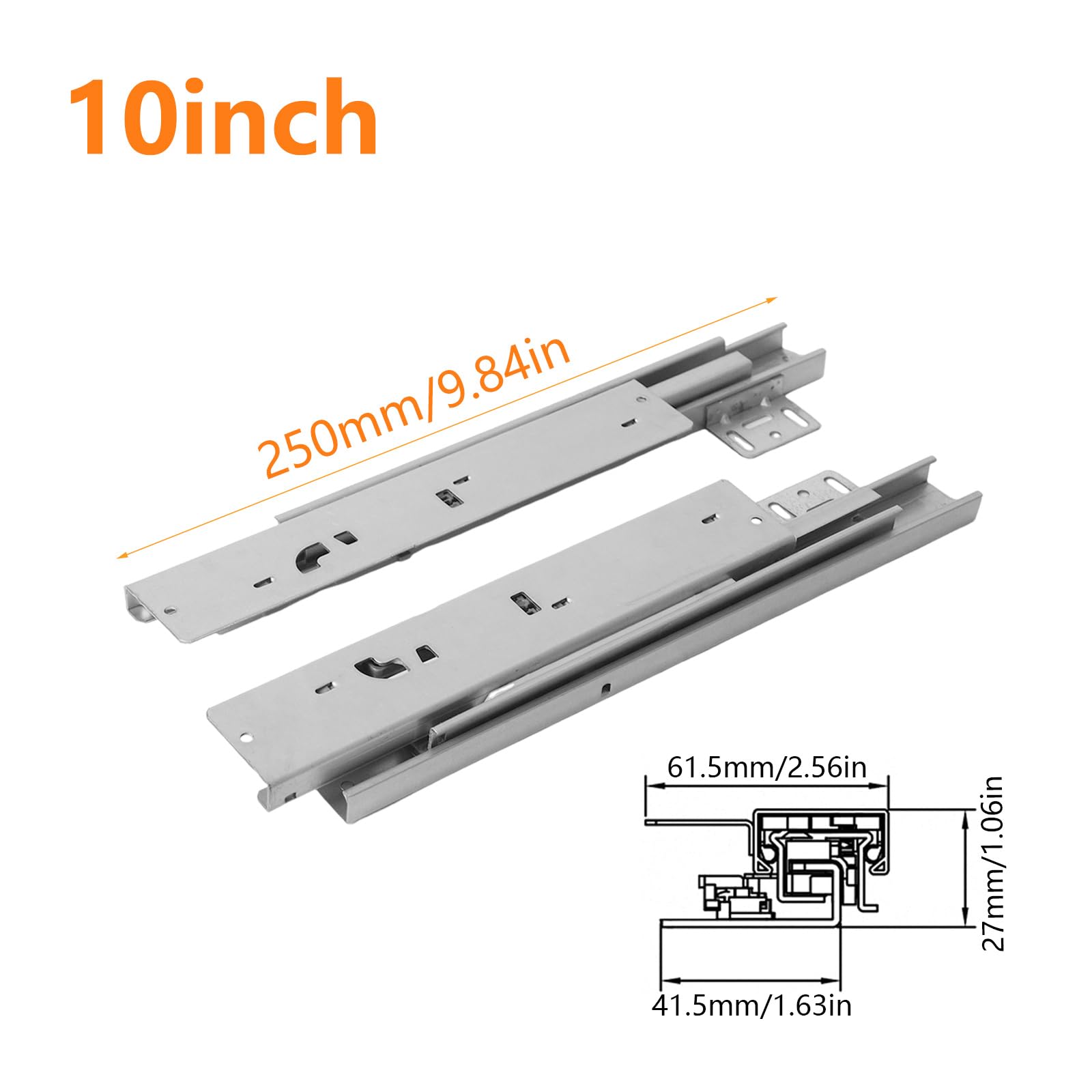 Bottom Mounted Hidden Drawer Runners, 1 Pair Soft Close Stainless Steel Drawer Slide - Image 2