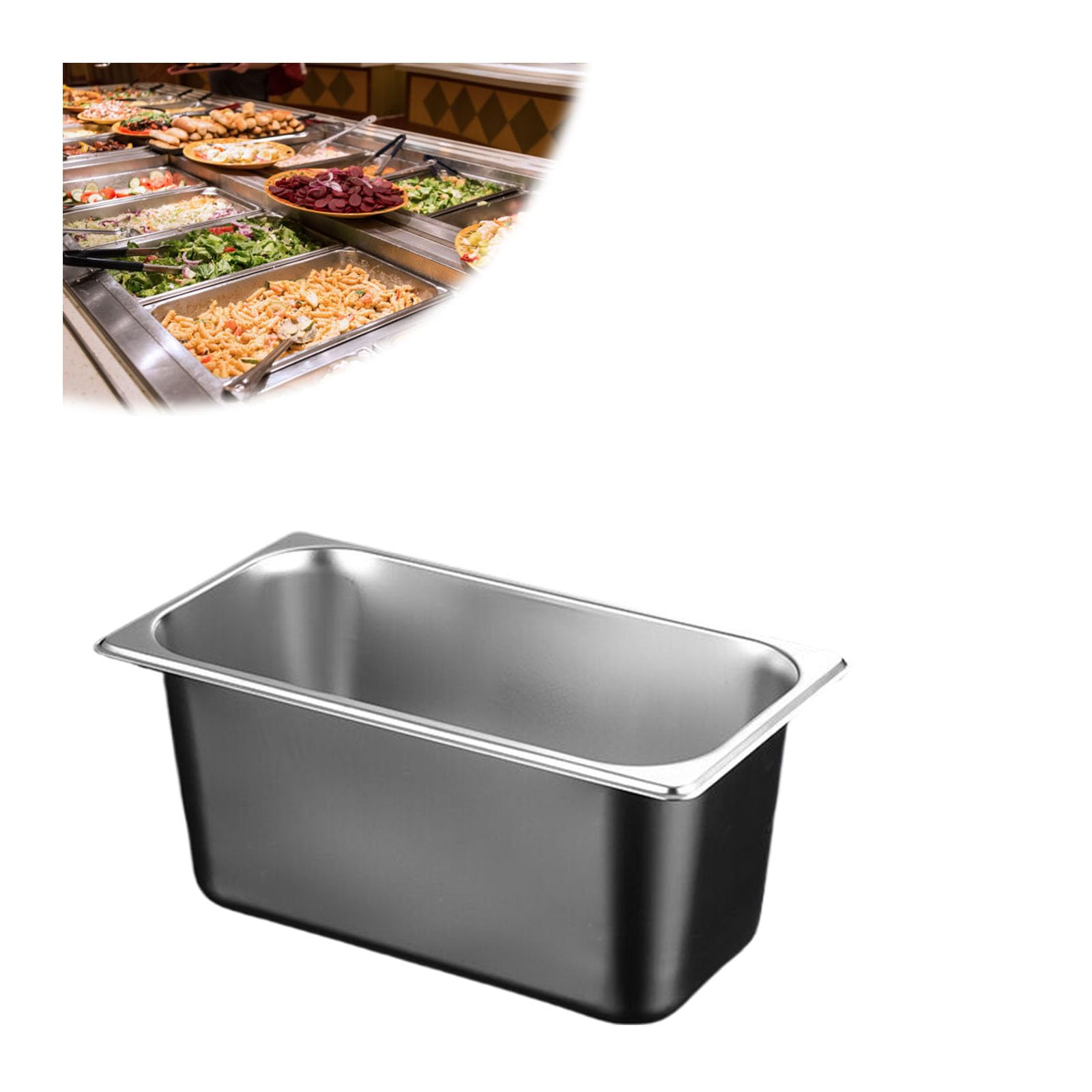 Acero Inoxidable Contenedores De Alimentos Gastronorm,Apilable Recipientes para Alimentos,Rectangular Contenedor De Ingredientes,1/3（32.5 * 17.5cm）,15cm
